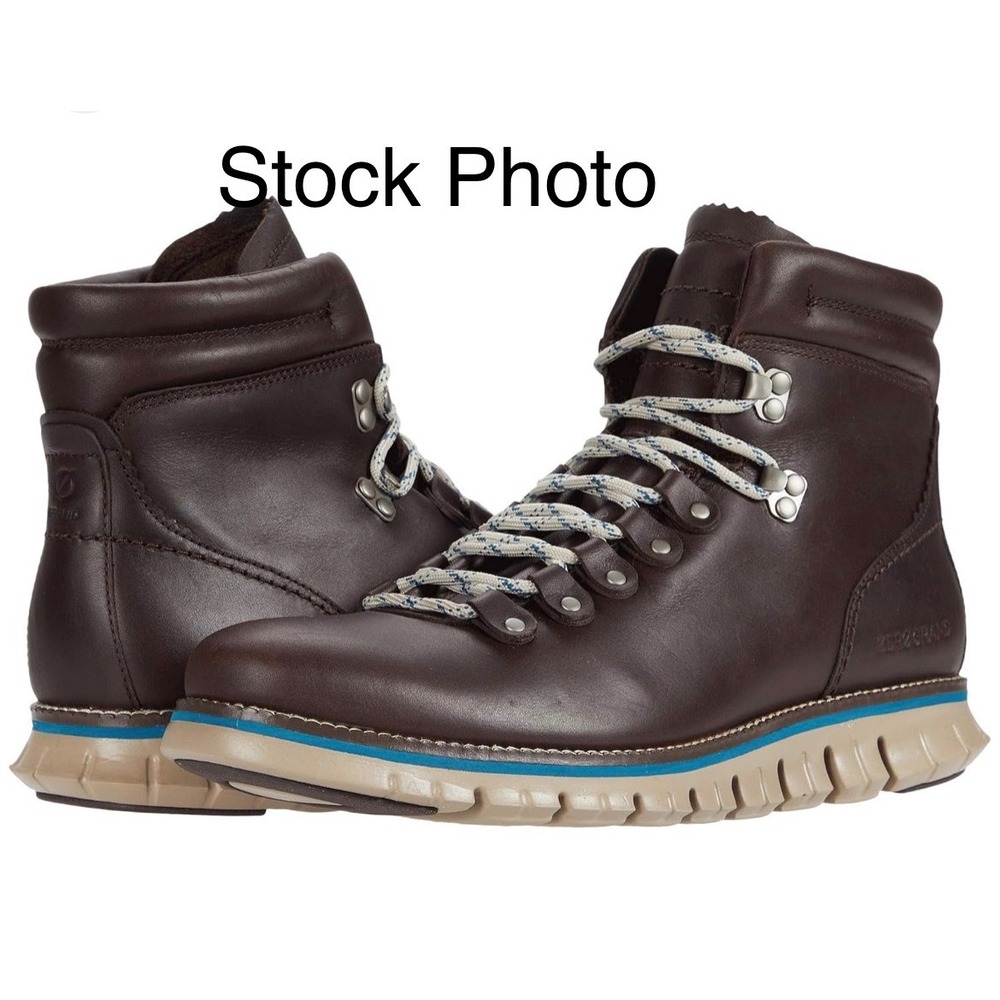 Cole Haan ZEROGRAND Waterproof Hiker Boots in Dark Brown Leather Rugged Outdoors